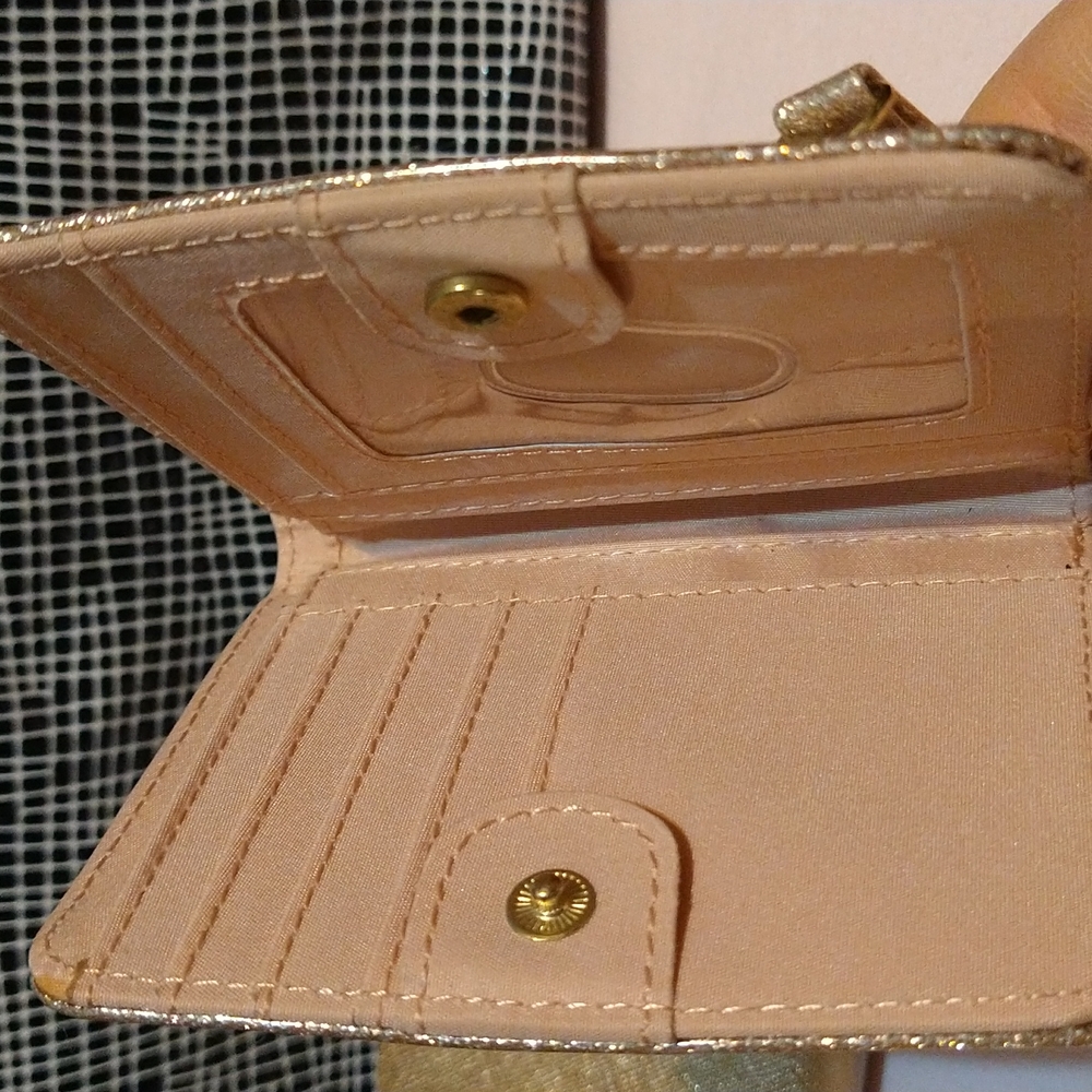 M.K Golden metallic Leather Wallet - Picture 7 of 12